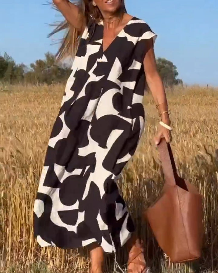 Amelia | Printed V-Neck Dress
