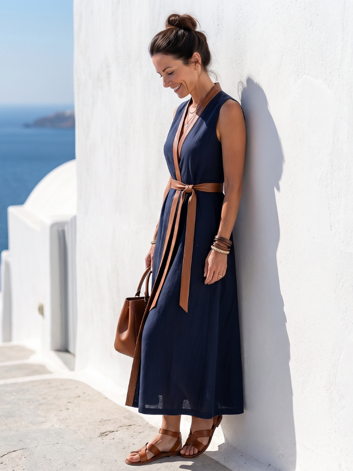 Mira | Contrast Stripe Midi Dress