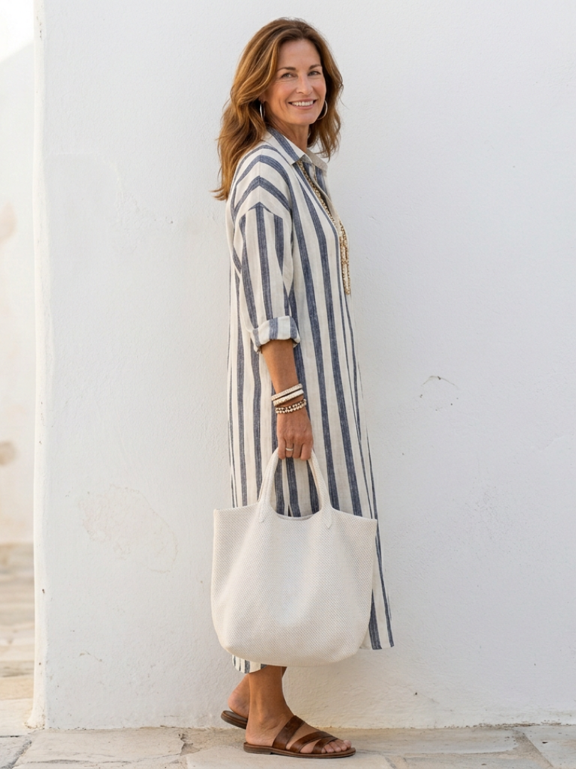 Naomi | Long Striped Shirt Dress