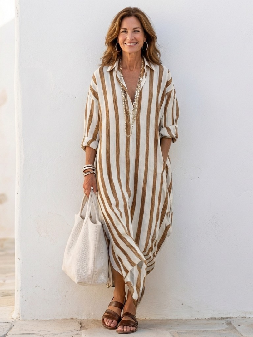 Naomi | Long Striped Shirt Dress