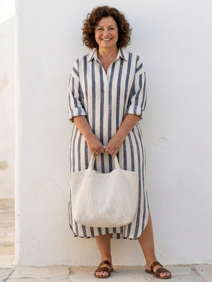 Naomi | Long Striped Shirt Dress
