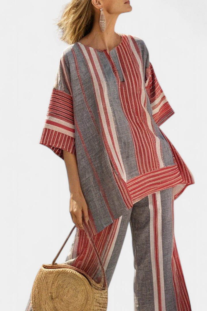 Celestina - elegant gray and wide-leg pants