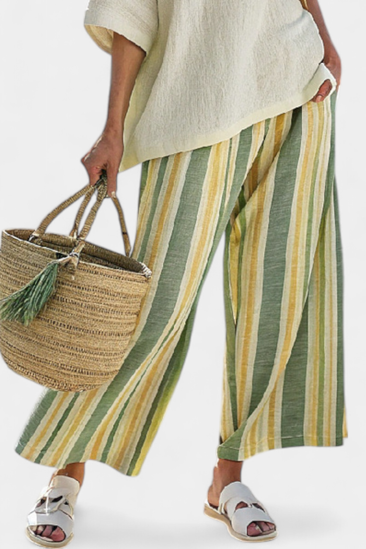 Caterina – sophisticated top and striped pants