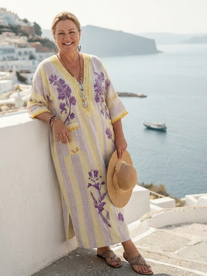 Aurelia | Striped Floral Maxi Dress