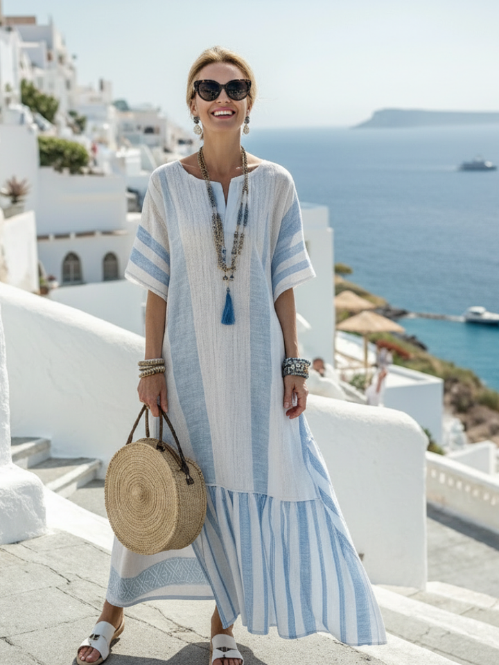Ione | Maxi striped dress with short sleeves