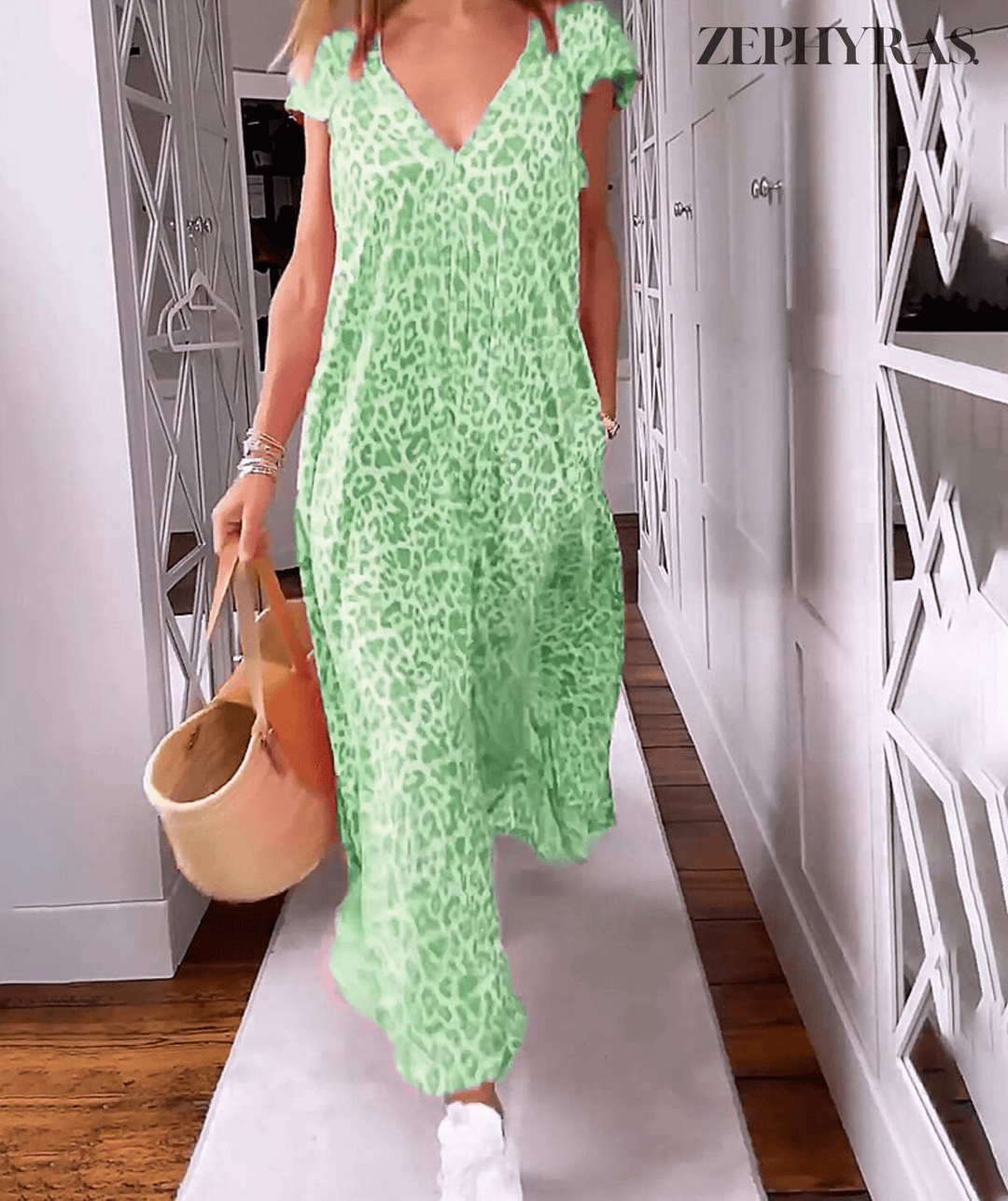 Zephyras | Women’s V-Neck Printed Summer Dress