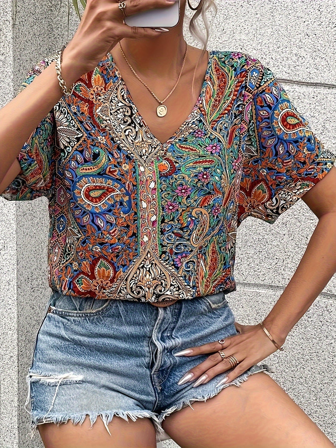 Sara | Moonlit V-Neck Blouse