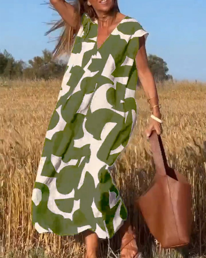 Amelia | Printed V-Neck Dress