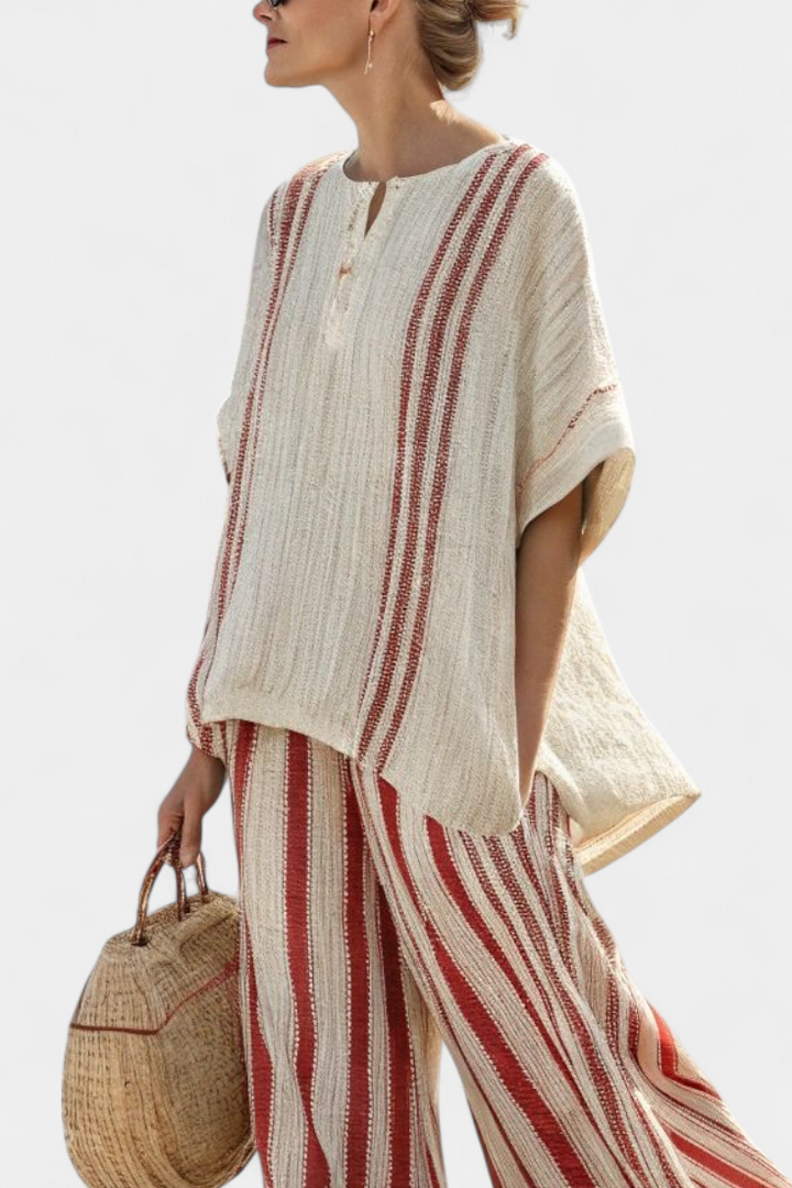 Mirella – structured red striped top and soft pants