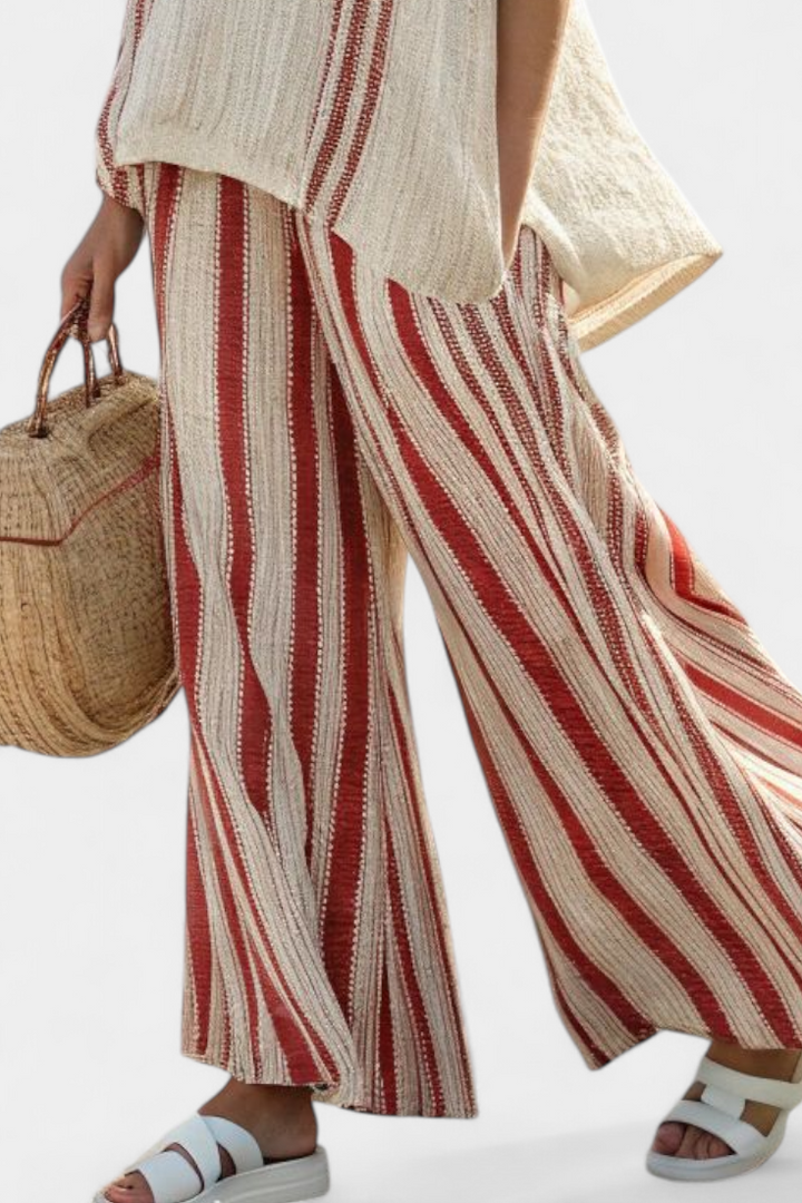 Mirella – structured red striped top and soft pants