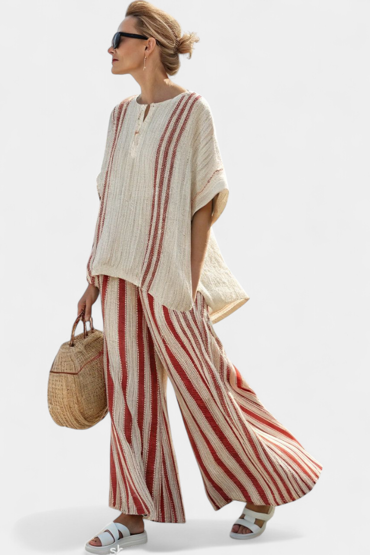 Mirella – structured red striped top and soft pants